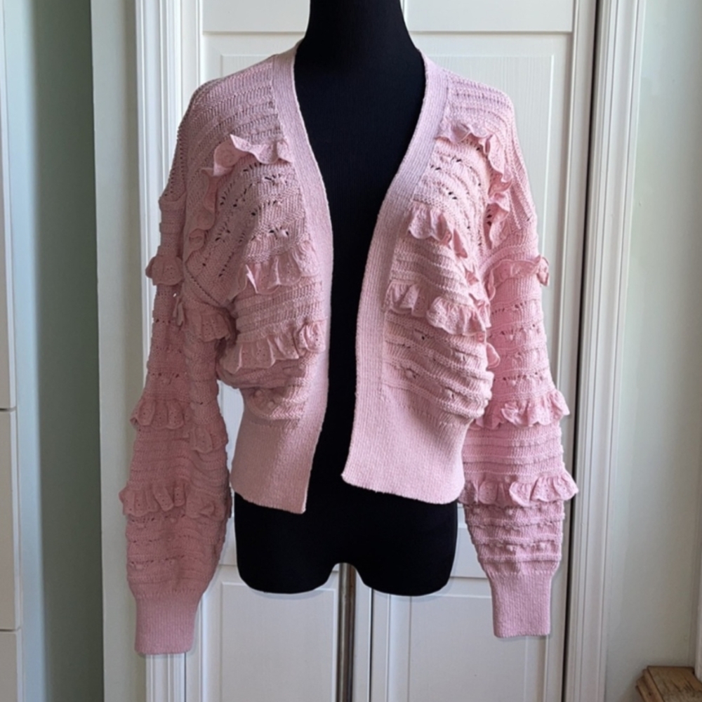 Zara Pink Cardigan with Textural Details